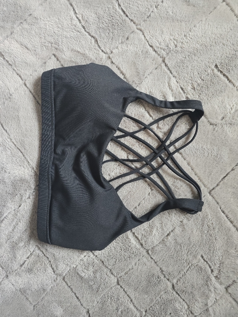 NWOT! CRZ YOGA Black Strappy Back Sports Bra